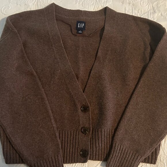 Gap Brown Cashsoft Cropped Cardigan (S Petite) - never worn - Picture 2 of 5